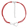 Bransoletka na czerwonym sznurku srebrny znak nieskończoności serce