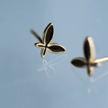 Kolczyki srebrne pozłacane Motyle emalia 0,7 cm 5