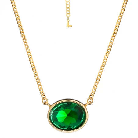 Naszyjnik srebrny pozłacany oval Emerald I SADVA