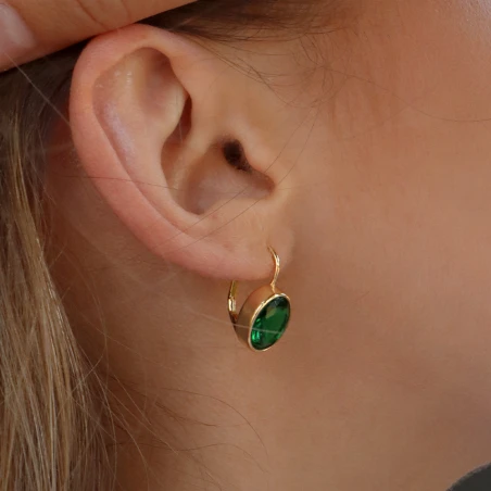 Kolczyki srebrne pozłacane oval Emerald I 2