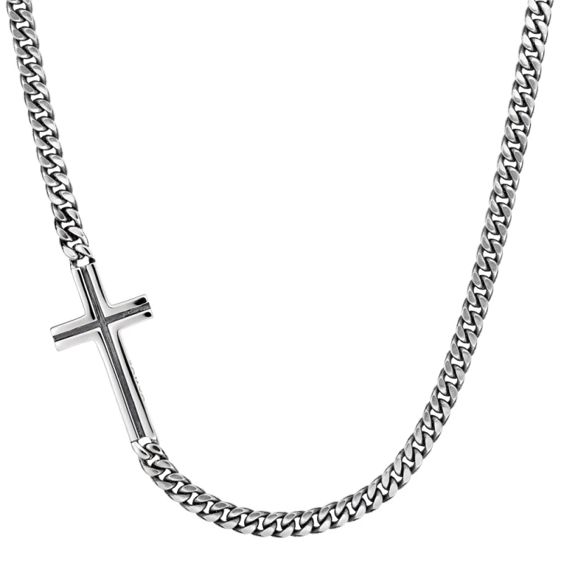 Naszyjnik męski srebrny pancerka z krzyżem